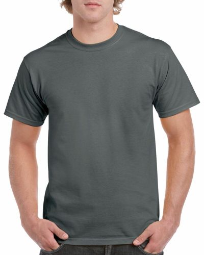Gildan 5000 kereknyakú póló dark heather színben