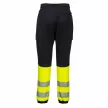 Portwest KX341 KX3 Hi-Vis Flexi nadrág fekete/sárga színben