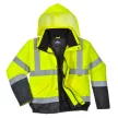 Portwest S266 Hi-Vis kéttónusú bomber kabát sárga/navy színben