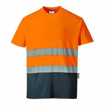   Portwest S173 Kéttónusú Cotton Comfort póló narancs/navy színben