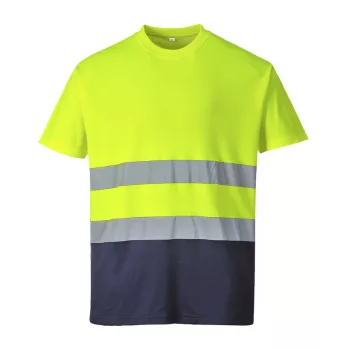   Portwest S173 Kéttónusú Cotton Comfort póló sárga/navy színben