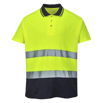   Portwest S174 Kéttónusú Cotton Comfort póló sárga/navy színben