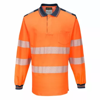   Portwest T184 PW3 Hi-Vis hosszú ujjú pólóing narancs/navy színben