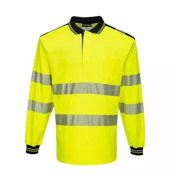   Portwest T184 PW3 Hi-Vis hosszú ujjú pólóing sárga/fekete színben