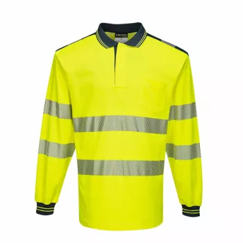   Portwest T184 PW3 Hi-Vis hosszú ujjú pólóing sárga/navy színben
