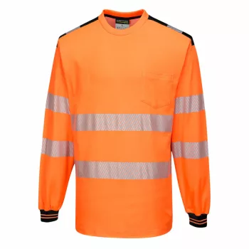   Portwest T185 PW3 Hi-Vis hosszú ujjú póló narancs/fekete színben