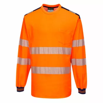   Portwest T185 PW3 Hi-Vis hosszú ujjú póló narancs/navy színben