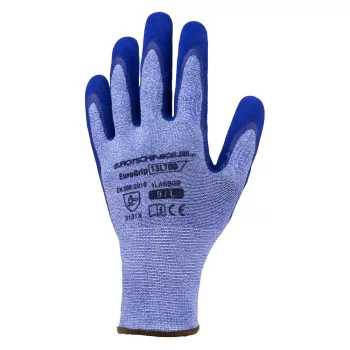   Eurotechnique Eurogrip 1LASB 13L700 kesztyű tenyéren kék színű dupla latex mártás