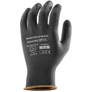   Euro Protection 1PUBB 13-as kötésű, poliészter védőkesztyű, fekete színben