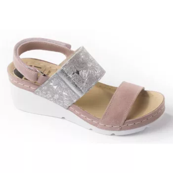 Ledi 107/8 női bőr szandál púder-ezüst színben