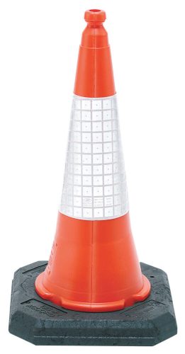 JSP Dominator robosztus 50 cm magas műanyag terelőkúp fényvisszaverő csíkkal