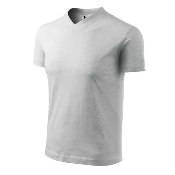   Malfini 102 V-neck unisex póló világosszürke melírozott színben