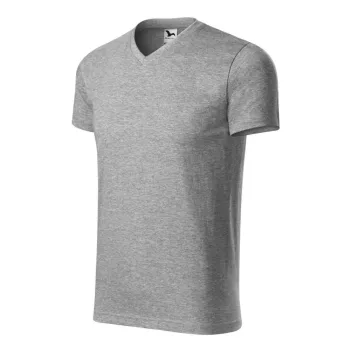   Malfini 111 Heavy V-nyakú unisex póló sötétszürke melírozott színben