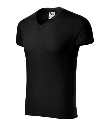 Malfini 146 Slim Fit V-neck férfi póló fekete színben