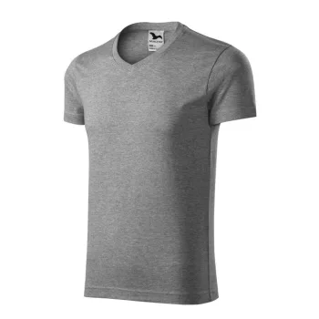   Malfini 146 Slim Fit V-neck férfi póló sötétszürke melírozott színben