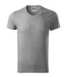 Malfini 146 Slim Fit V-neck férfi póló sötétszürke melírozott színben