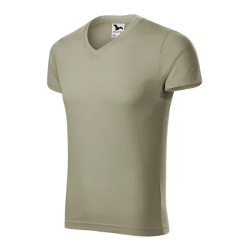   Malfini 146 Slim Fit V-neck férfi póló világos khaki színben