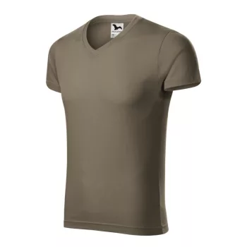 Malfini 146 Slim Fit V-neck férfi póló army színben