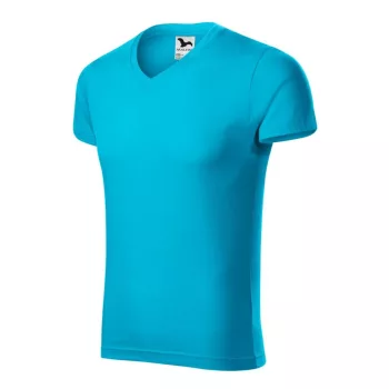 Malfini 146 Slim Fit V-neck férfi póló türkiz színben