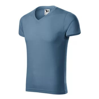   Malfini 146 Slim Fit V-neck férfi póló farmerkék színben