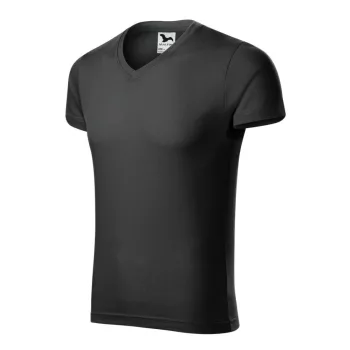   Malfini 146 Slim Fit V-neck férfi póló ébenszürke színben