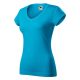 Malfini 162 Fit V-neck női póló türkiz színben