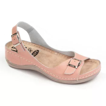 Ledi 408/B4 női csatos bőr szandál púder színben