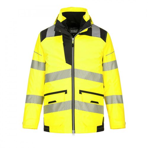 Portwest PW367 jólláthatósági 5 az 1-ben kabát sárga/fekete színben