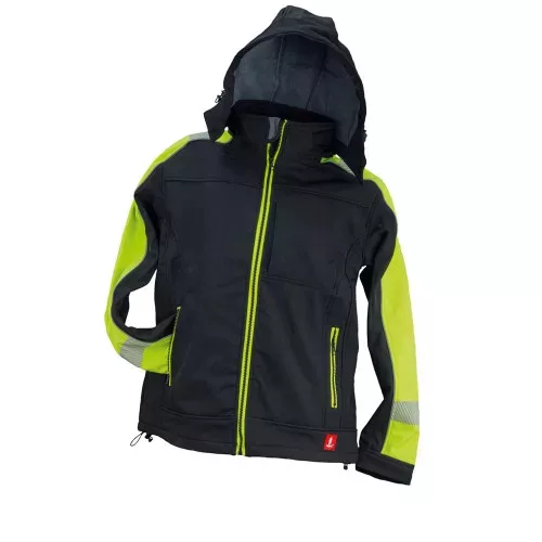 Urgent GL-8364 munkavédelmi softshell kabát fekete/UV sárga színben
