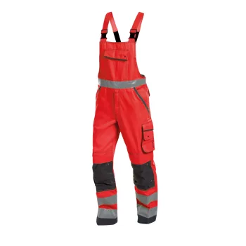   Dassy Malmedy munkavédelmi jól láthatósági kantáros nadrág piros/szürke színben