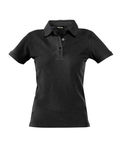 Dassy Leon galléros női póló fekete színben