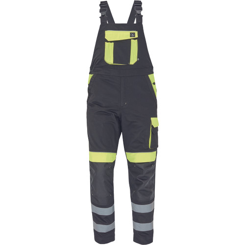Cerva Max Vivo Reflex munkavédelmi kantáros nadrág fekete/sárga színben