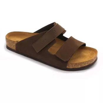 Leon 4704 Comfort férfi bőr papucs barna színben