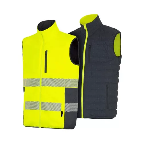 T2S Nepal kifordítható jól láthatósági munkavédelmi mellény sárga színben