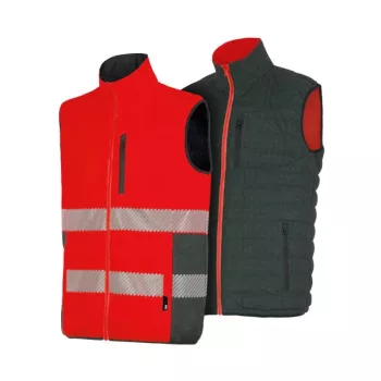   T2S Nepal kifordítható jól láthatósági munkavédelmi mellény piros színben