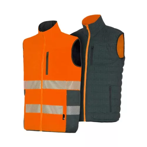 T2S Nepal kifordítható jól láthatósági munkavédelmi mellény narancs színben