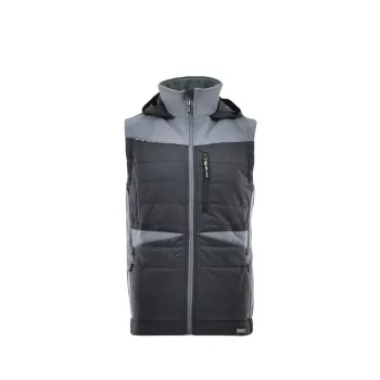   Sara Comfort Plus Hybrid kapucnis bélelt mellény fekete szürke színben