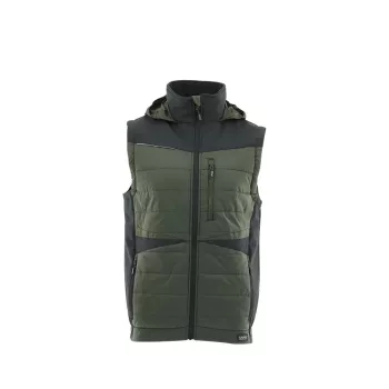   Sara Comfort Plus Hybrid kapucnis bélelt mellény zöld fekete színben