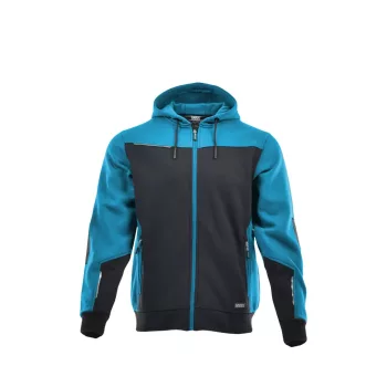   Sara Comfort Plus kapucnis pulóver fekete petrolkék színben