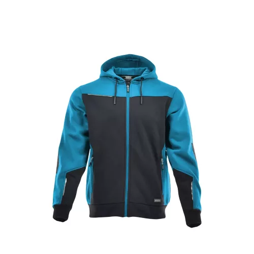 Sara Comfort Plus kapucnis pulóver fekete petrolkék színben