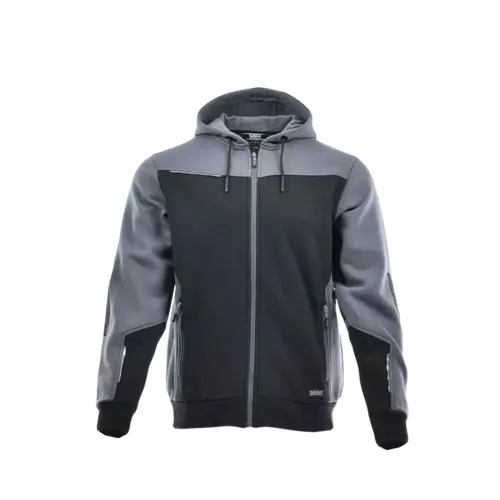 Sara Comfort Plus kapucnis pulóver fekete szürke színben