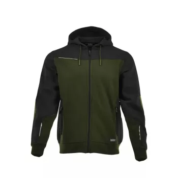 Sara Comfort Plus kapucnis pulóver zöld fekete színben