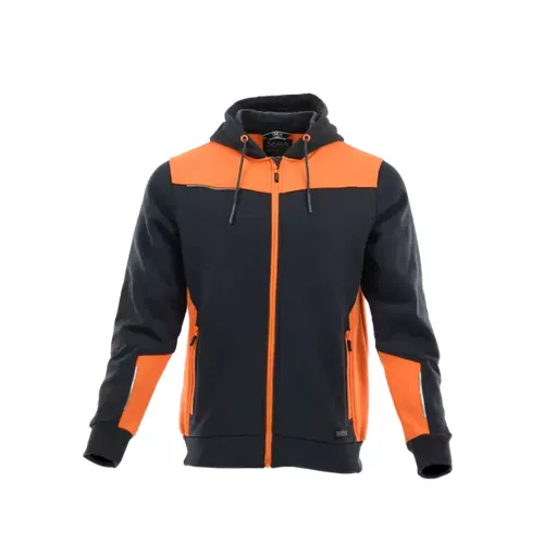 Sara Comfort Plus kapucnis pulóver sötétszörke narancs színben