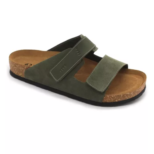 Leon 4704 Comfort férfi bőr papucs zöld színben