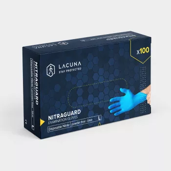   Lacuna Nitraguard púdermentes egyszerhasználatos kesztyű kék színben