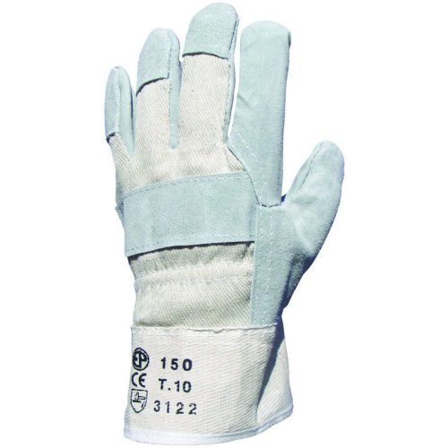 EP munkavédelmi bőrkesztyű, szürke marhahasíték/fehér vászon kézhát 10-es méret