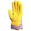 EP munkavédelmi bőrkesztyű, sárga marhahasíték/csíkos vászon,tenyérbélés 10-es méret