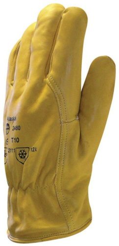 EP 2480 munkavédelmi bélelt bőrkesztyű sárga színborjúbőr tenyér és kézhát