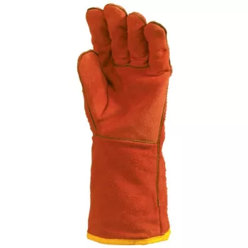   Euro Protection munkavédelmi bélelt hegesztő kesztyű,szikraálló piros marhahasíték