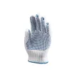 EP munkavédelmi kötött pes/pamut fehér férfi kesztyű, tenyerén kékpettyek 9-es méret